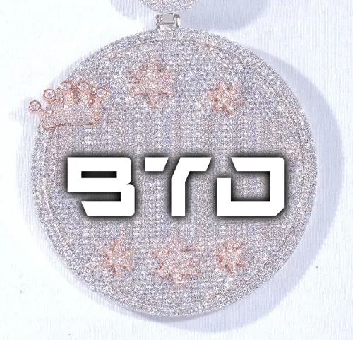 CUSTOM LETTER NECKLACE 3D BIG CROWN DISC sold by The GUU Shop