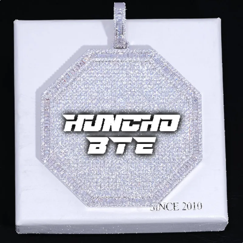 CUSTOM LETTER NECKLACE 3D BIG OCTAGON sold by The GUU Shop