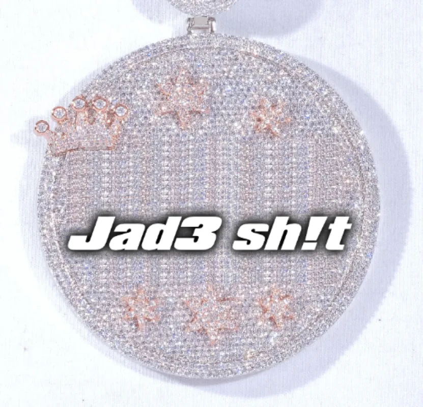 CUSTOM LETTER NECKLACE 3D BIG CROWN DISC sold by The GUU Shop