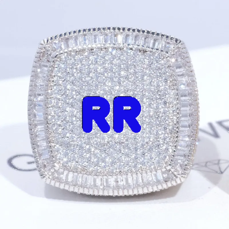 CUSTOM LETTER 3D ICED RING sold by The GUU Shop