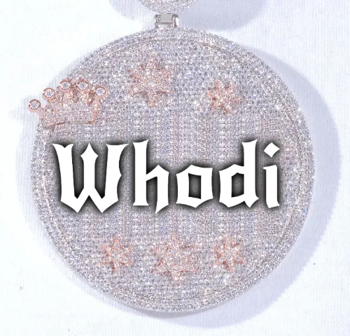 CUSTOM LETTER NECKLACE 3D BIG CROWN DISC sold by The GUU Shop