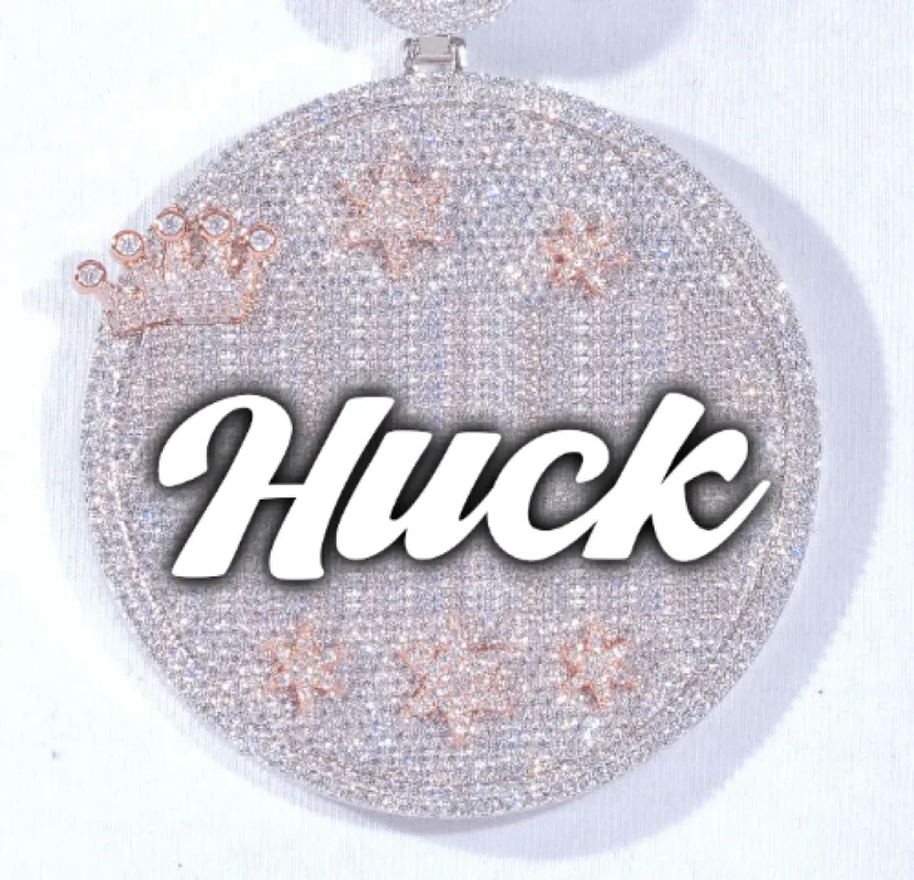 CUSTOM LETTER NECKLACE 3D BIG CROWN DISC sold by The GUU Shop