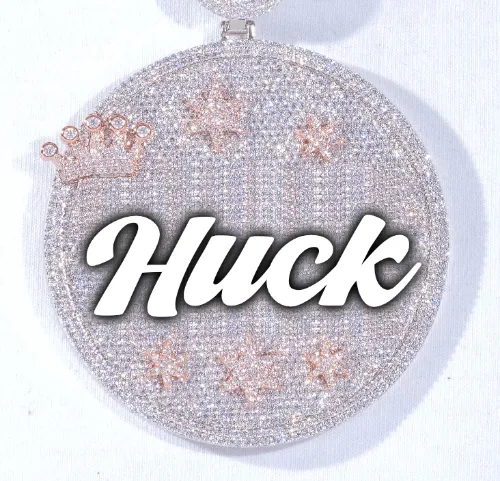 CUSTOM LETTER NECKLACE 3D BIG CROWN DISC sold by The GUU Shop