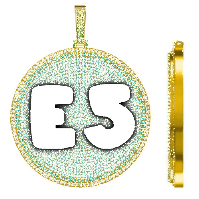 CUSTOM LETTER NECKLACE 3D BIG DISC sold by The GUU Shop