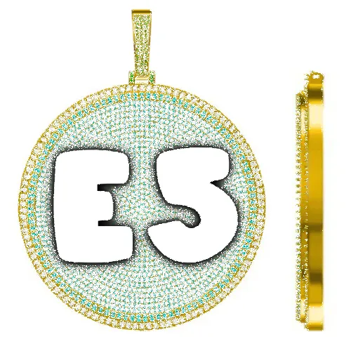 CUSTOM LETTER NECKLACE 3D BIG DISC sold by The GUU Shop