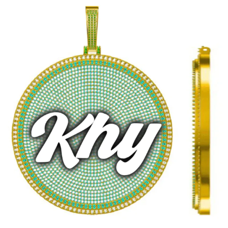 CUSTOM LETTER NECKLACE 3D BIG DISC sold by The GUU Shop