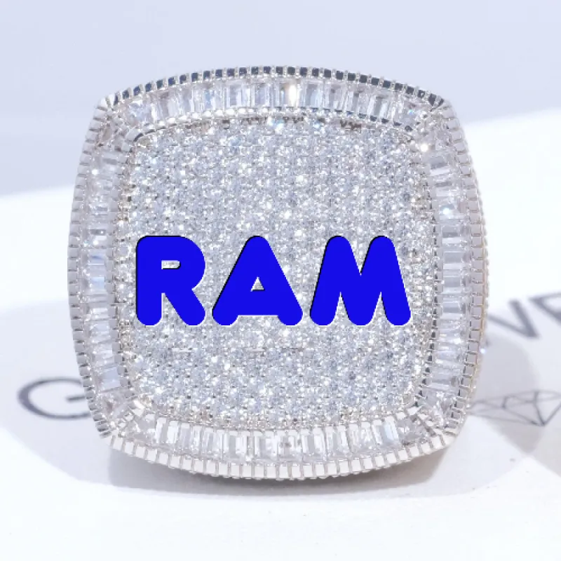 CUSTOM LETTER 3D ICED RING sold by The GUU Shop