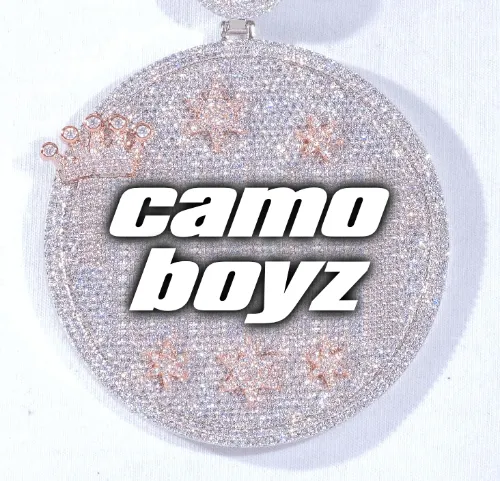 CUSTOM LETTER NECKLACE 3D BIG CROWN DISC sold by The GUU Shop