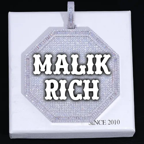 CUSTOM LETTER NECKLACE 3D BIG OCTAGON sold by The GUU Shop