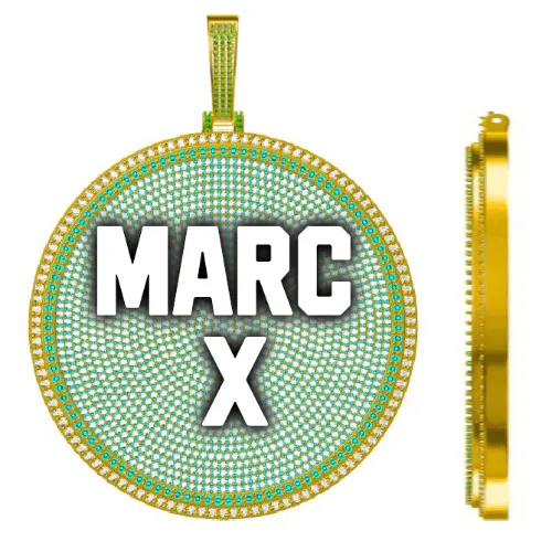 CUSTOM LETTER NECKLACE 3D BIG DISC sold by The GUU Shop