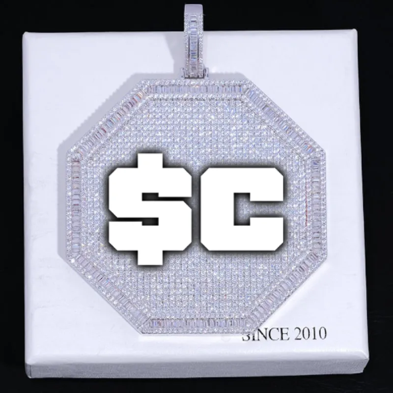 CUSTOM LETTER NECKLACE 3D BIG OCTAGON sold by The GUU Shop