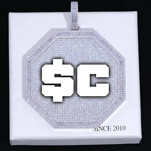 CUSTOM LETTER NECKLACE 3D BIG OCTAGON sold by The GUU Shop