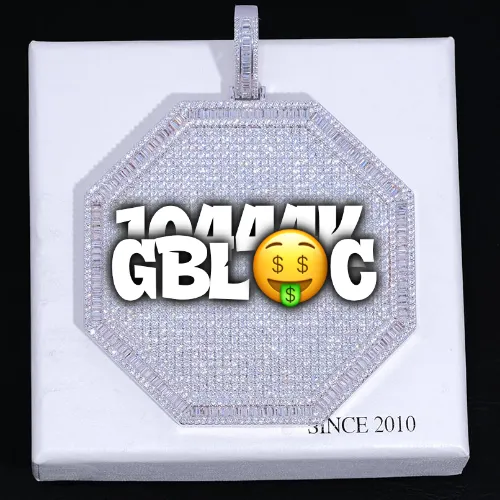 CUSTOM LETTER NECKLACE 3D BIG OCTAGON sold by The GUU Shop