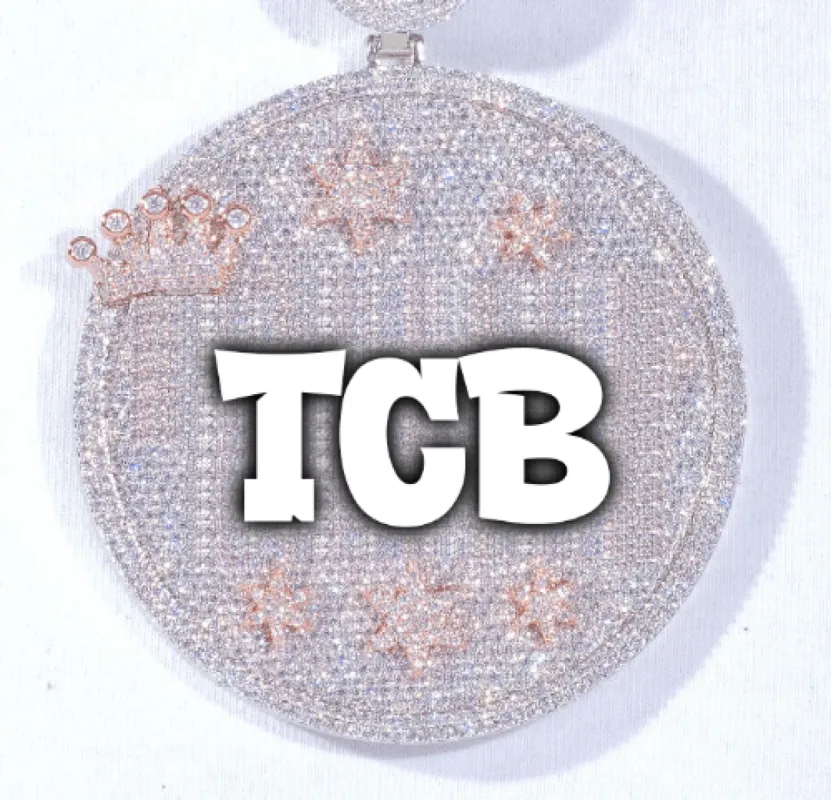 CUSTOM LETTER NECKLACE 3D BIG CROWN DISC sold by The GUU Shop