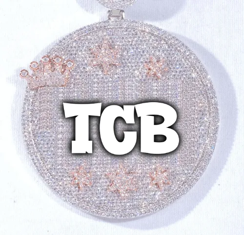 CUSTOM LETTER NECKLACE 3D BIG CROWN DISC sold by The GUU Shop