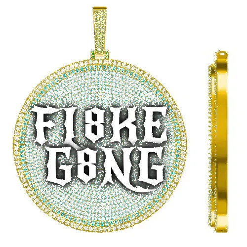 CUSTOM LETTER NECKLACE 3D BIG DISC sold by The GUU Shop