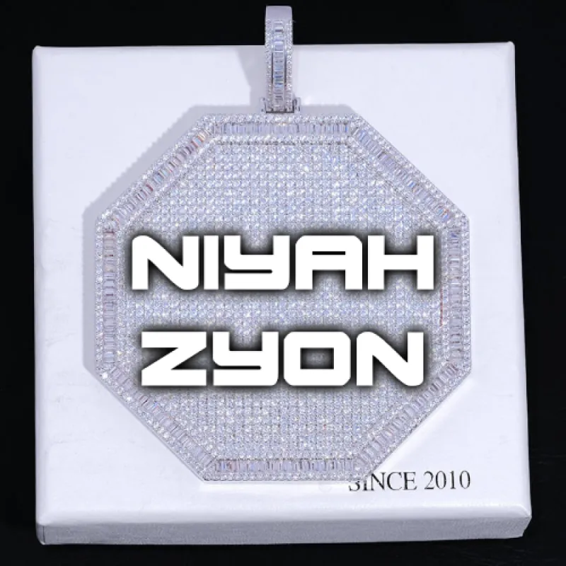 CUSTOM LETTER NECKLACE 3D BIG OCTAGON sold by The GUU Shop