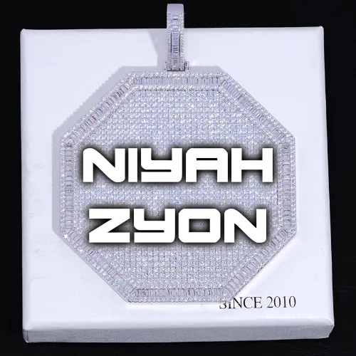 CUSTOM LETTER NECKLACE 3D BIG OCTAGON sold by The GUU Shop