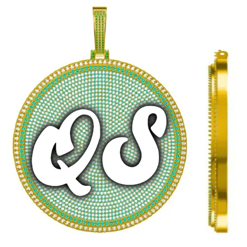 CUSTOM LETTER NECKLACE 3D BIG DISC sold by The GUU Shop