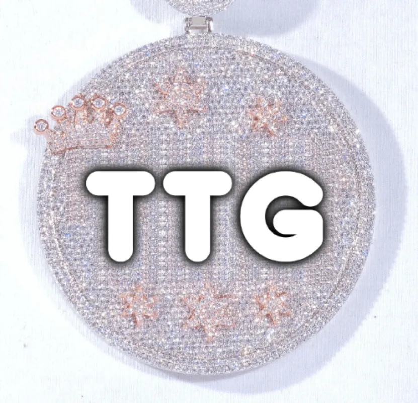 CUSTOM LETTER NECKLACE 3D BIG CROWN DISC sold by The GUU Shop