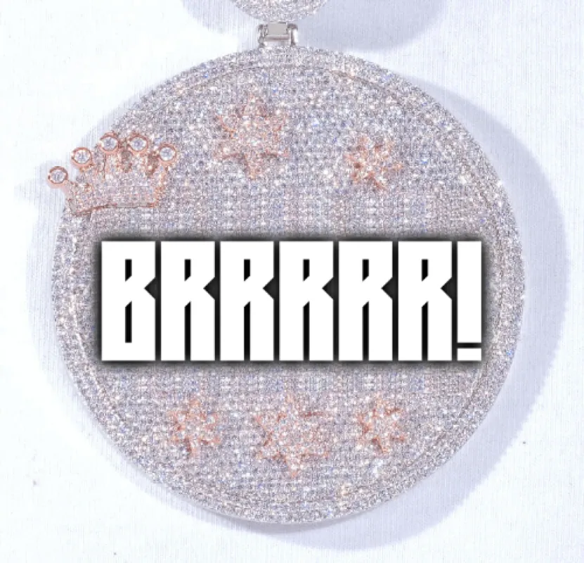 CUSTOM LETTER NECKLACE 3D BIG CROWN DISC sold by The GUU Shop