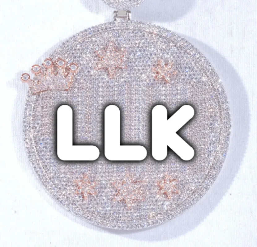 CUSTOM LETTER NECKLACE 3D BIG CROWN DISC sold by The GUU Shop