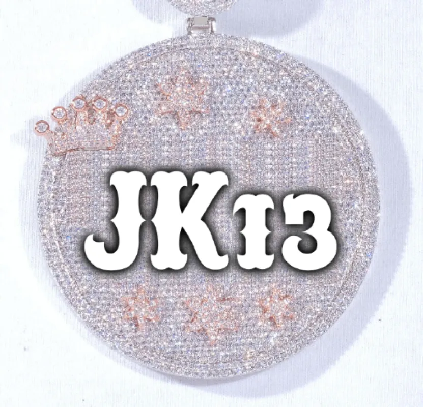 CUSTOM LETTER NECKLACE 3D BIG CROWN DISC sold by The GUU Shop