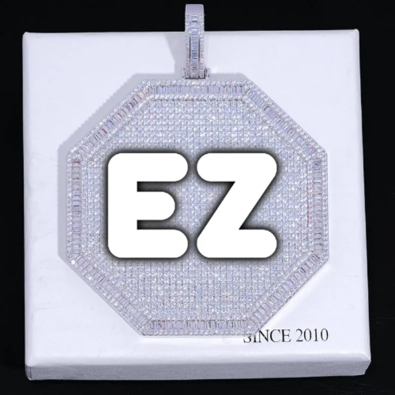 CUSTOM LETTER NECKLACE 3D BIG OCTAGON sold by The GUU Shop