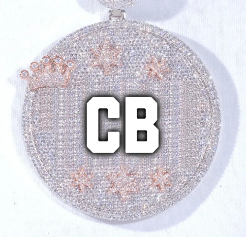 CUSTOM LETTER NECKLACE 3D BIG CROWN DISC sold by The GUU Shop