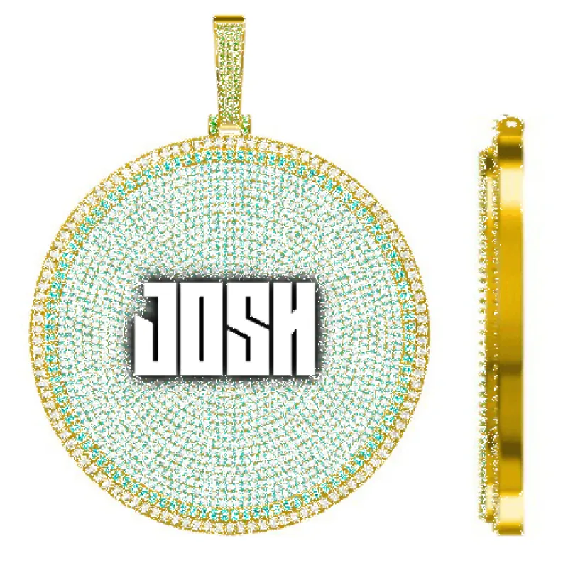 CUSTOM LETTER NECKLACE 3D BIG DISC sold by The GUU Shop