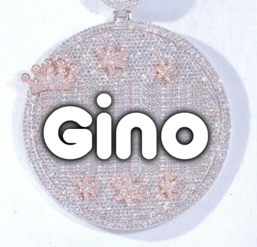 CUSTOM LETTER NECKLACE 3D BIG CROWN DISC sold by The GUU Shop