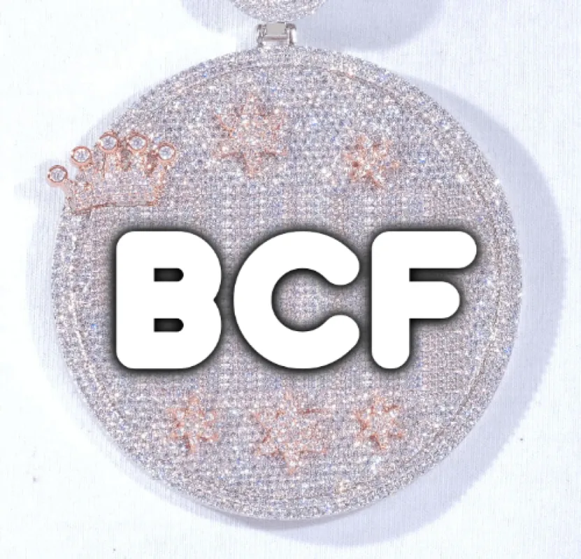 CUSTOM LETTER NECKLACE 3D BIG CROWN DISC sold by The GUU Shop