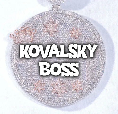 CUSTOM LETTER NECKLACE 3D BIG CROWN DISC sold by The GUU Shop