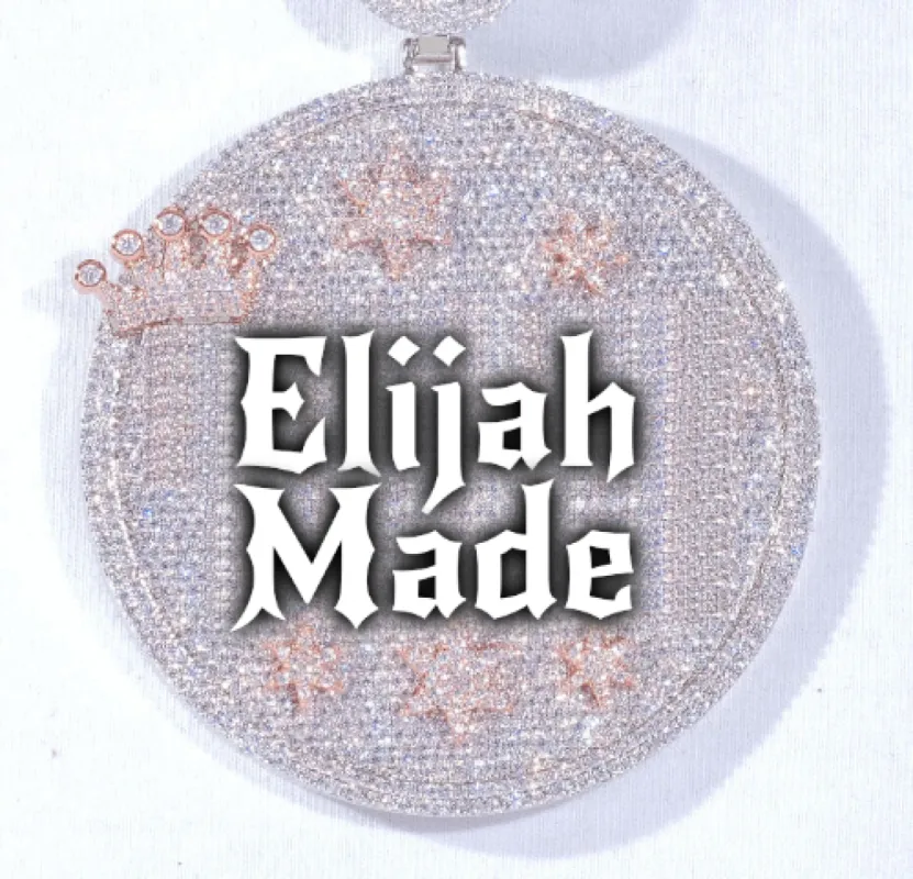 CUSTOM LETTER NECKLACE 3D BIG CROWN DISC made by The GUU Shop