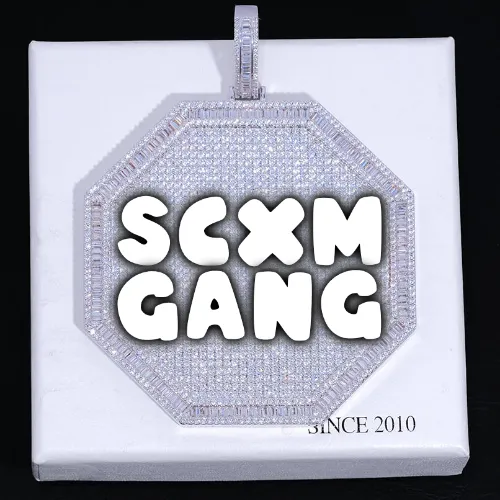 CUSTOM LETTER NECKLACE 3D BIG OCTAGON sold by The GUU Shop