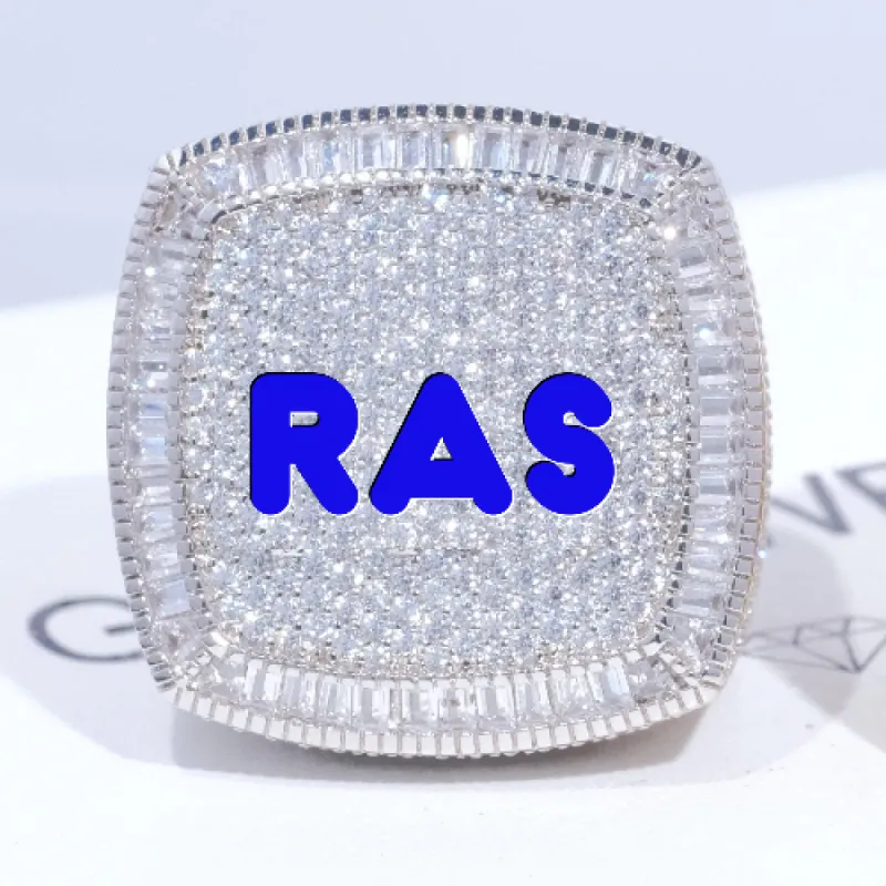 CUSTOM LETTER 3D ICED RING sold by The GUU Shop