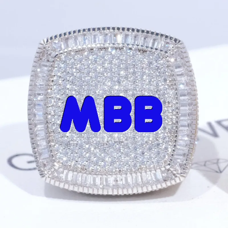 CUSTOM LETTER 3D ICED RING sold by The GUU Shop