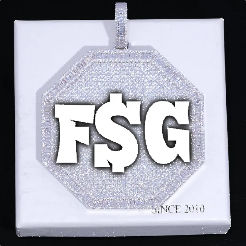 CUSTOM LETTER NECKLACE 3D BIG OCTAGON sold by The GUU Shop