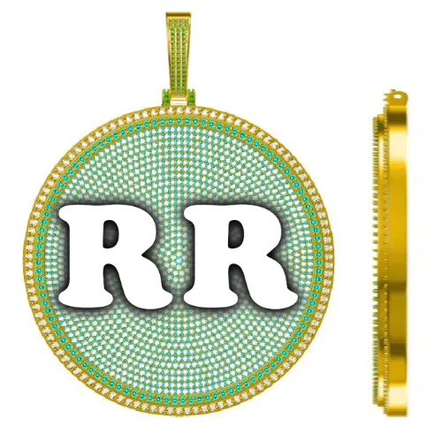 CUSTOM LETTER NECKLACE 3D BIG DISC sold by The GUU Shop