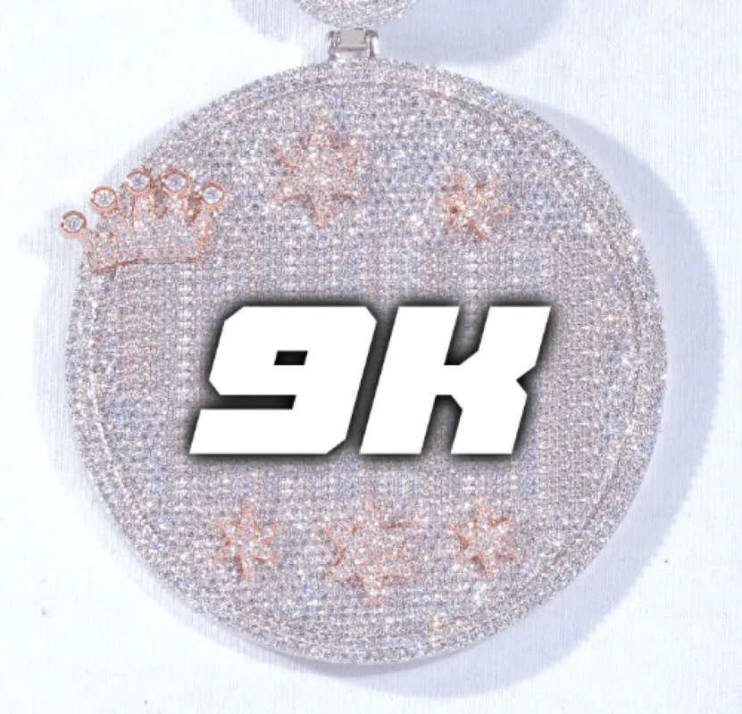 CUSTOM LETTER NECKLACE 3D BIG CROWN DISC sold by The GUU Shop