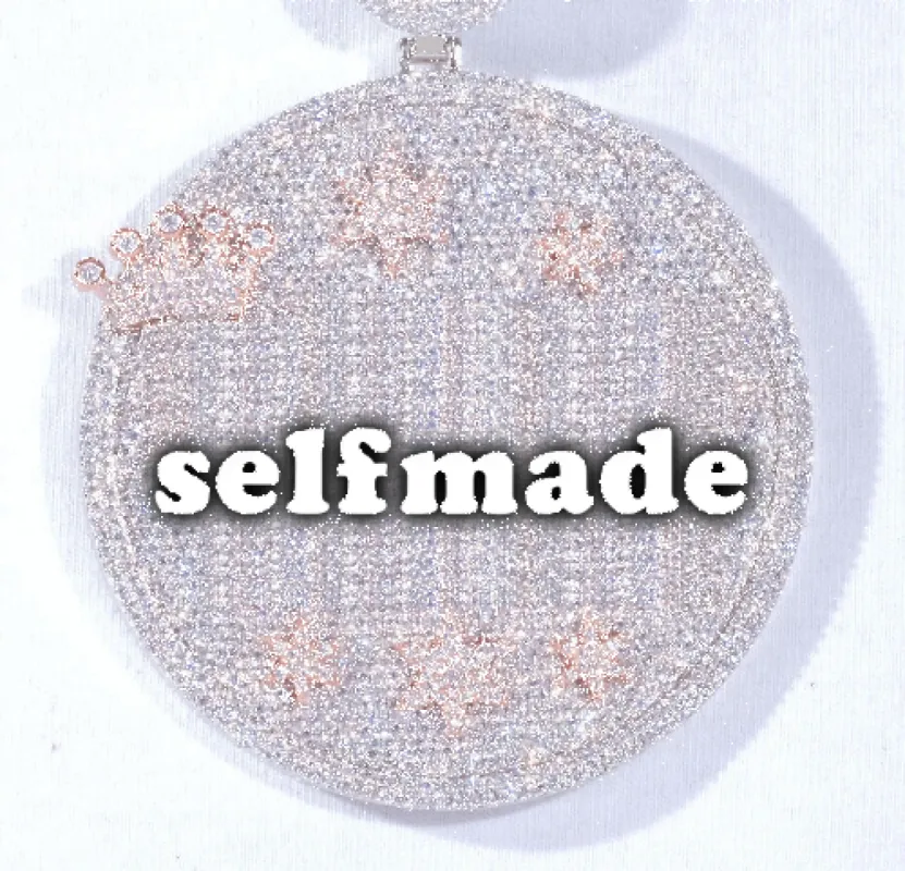 CUSTOM LETTER NECKLACE 3D BIG CROWN DISC sold by The GUU Shop