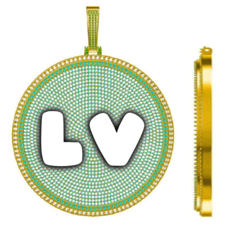 CUSTOM LETTER NECKLACE 3D BIG DISC sold by The GUU Shop