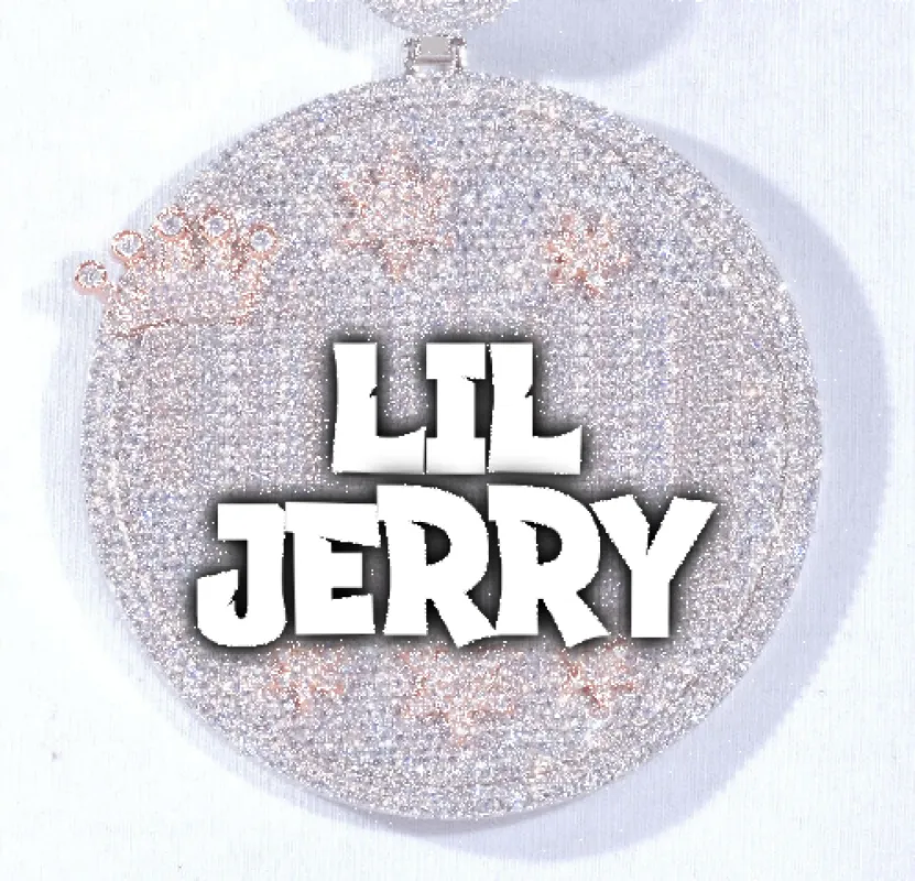 CUSTOM LETTER NECKLACE 3D BIG CROWN DISC sold by The GUU Shop