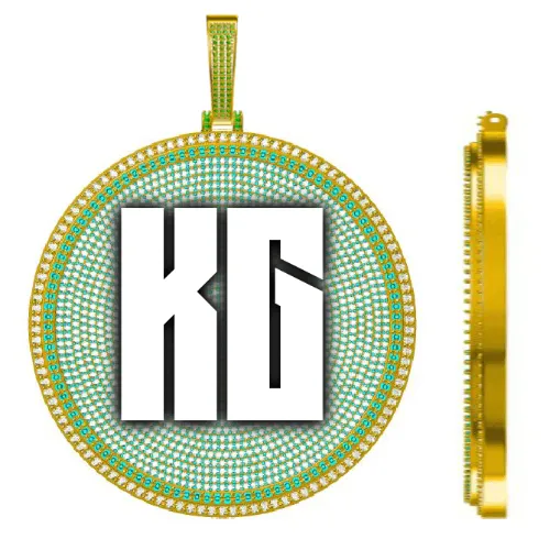 CUSTOM LETTER NECKLACE 3D BIG DISC sold by The GUU Shop