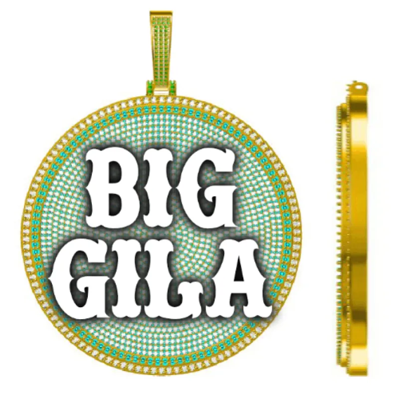 CUSTOM LETTER NECKLACE 3D BIG DISC sold by The GUU Shop