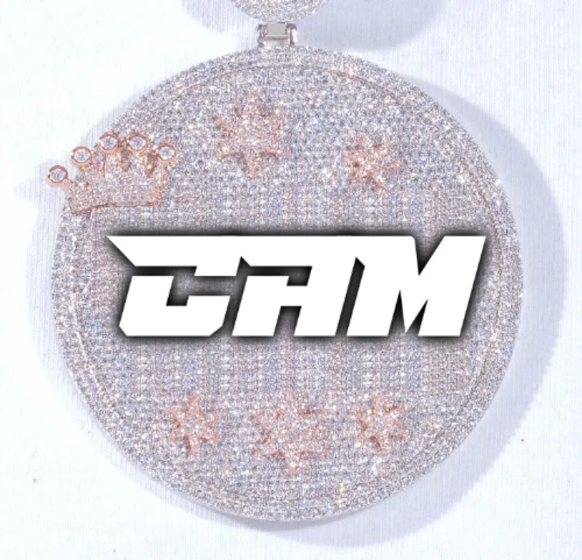 CUSTOM LETTER NECKLACE 3D BIG CROWN DISC sold by The GUU Shop