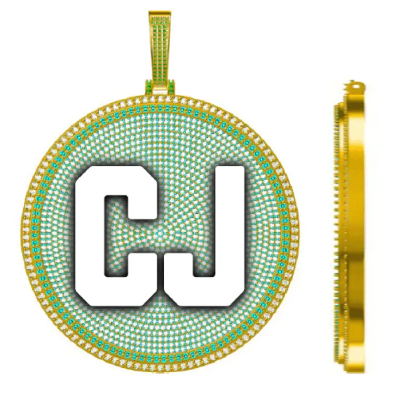 CUSTOM LETTER NECKLACE 3D BIG DISC made by The GUU Shop