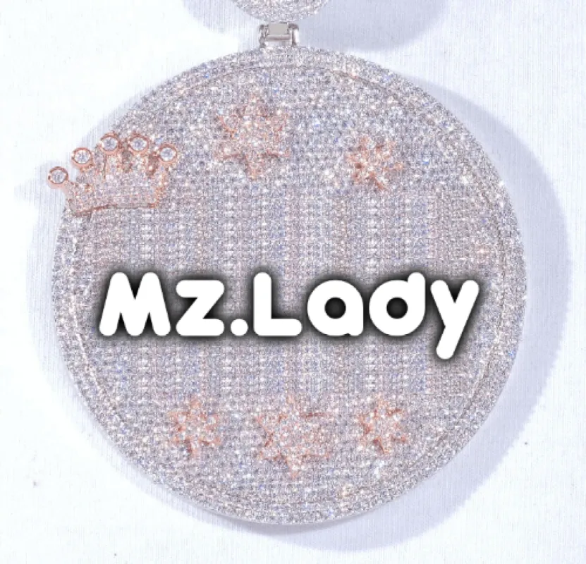 CUSTOM LETTER NECKLACE 3D BIG CROWN DISC sold by The GUU Shop