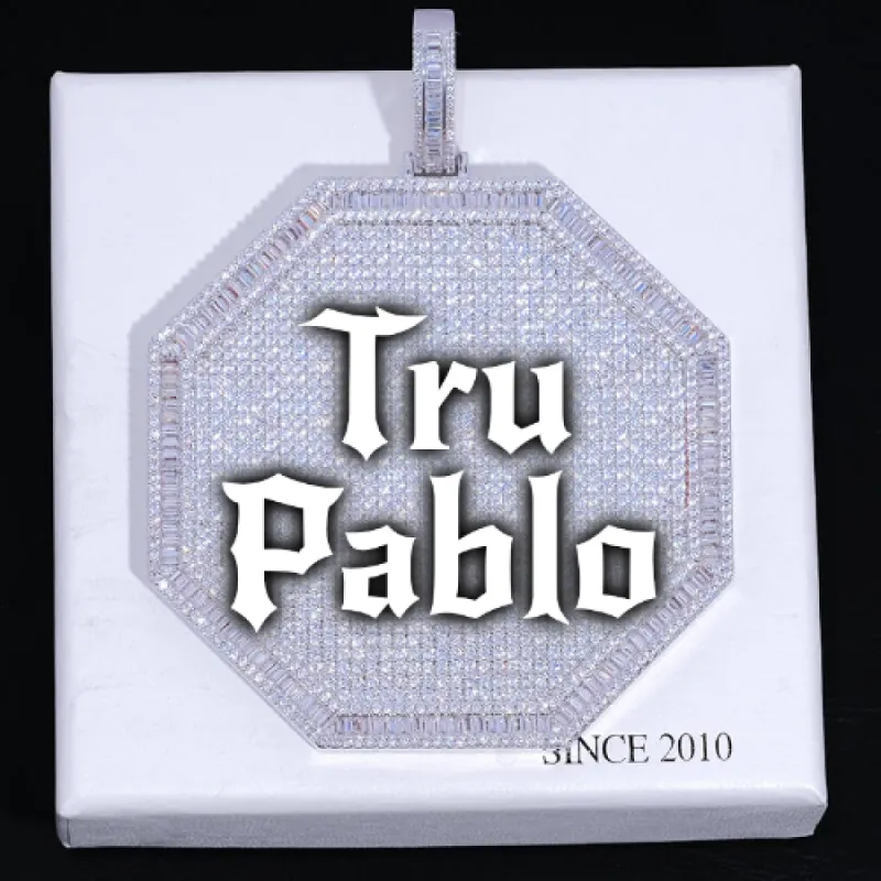 CUSTOM LETTER NECKLACE 3D BIG OCTAGON sold by The GUU Shop