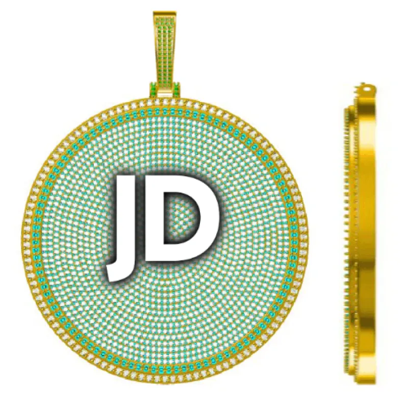 CUSTOM LETTER NECKLACE 3D BIG DISC sold by The GUU Shop